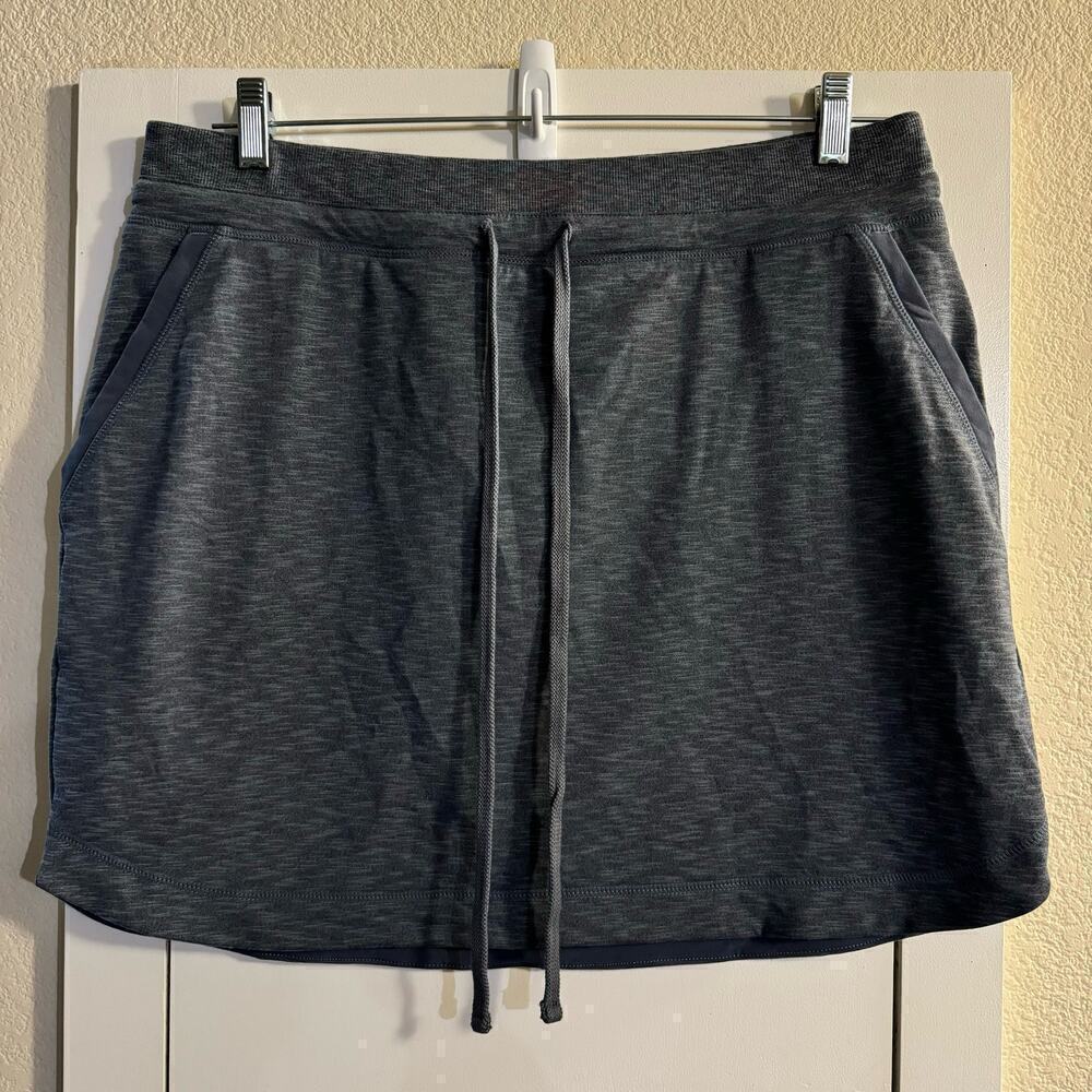Athleta Techie Terry Skirt Heathered Blue Gray Size Large Tall Tenniscore - Picture 2 of 6